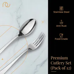 Frenchware Cutlery (Set of 12, Stainless Steel Spoons - 6 and Forks - 6), 100% Food Grade, Non Toxic, Anti-Rust, Dishwasher Safe, Perfect Gifting Set for All Occasions image 3