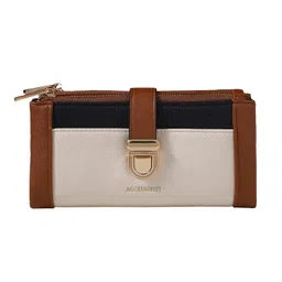 accessorize London Women's Brown Colour Block Push Lock Wallet | Bags for Women | Ladies Purse Handbag image 1