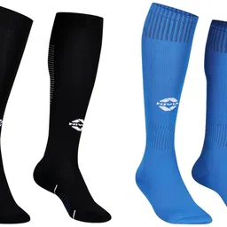 nivia Rabona Football Super Socks/Stockings (Black, L) | Polyester Blend | for Men & Women | Knee, Plain Encounter Football Stockings for Men & Women, Knee Length Stockings, Football Socks, So image 1