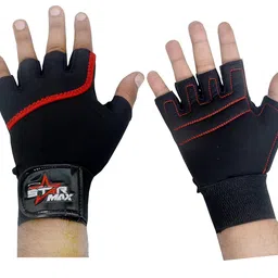 Star-Max Weight Lifting Workout Gym Gloves with Wrist Support, Unisex, Free Size image 1