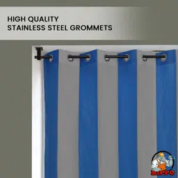 HIPPO Outdoor Stripe 180 GSM Sun Blocking Balcony Eyelet/Grommet Curtain Sun Protection, Light Filtering for Garden Patio (Blue-Grey, 4.5FTX9FT) image 3