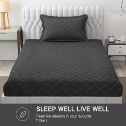 Fresh From Loom Microfiber Single Bed bedsheet - Hypoallergenic Wrinkle Free Bed Sheets with 1 Pillow Covers (Barfi Design, 60 x 90 Inches | Grey) image 5