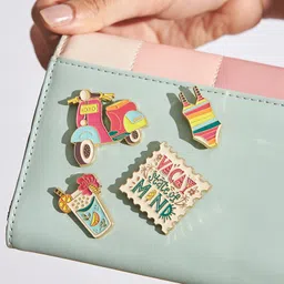 chumbak Vacay State of Mind Zinc Alloy Enamel Pin Set | Multi-Coloured Set for Men and Women | Pins for Clothes, Scarf, Backpack | Easy to Clean | Trendy and Stylish | DIY Craft image 2