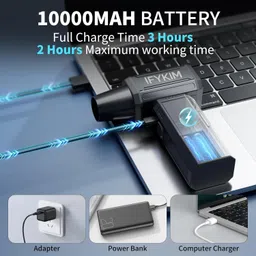 ifykim Compressed Air Duster, 210000RPM Electric Mini Jet Turbo Blower, Sliding Stepless Speed, Rechargeable, Portable, for Cleaning Computer Keyboard PC, Jet Fan for Car and Home - Black image 4