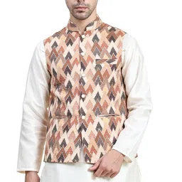aany's culture Mens Stylish Polyster Digital Printed Nehru Jacket | Two Pockets | Mandarin Collar | Lightweight | Comfortable Mens Nehru Jacket image 1