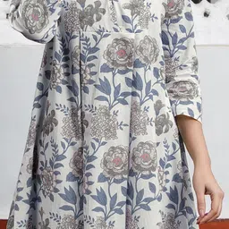 janasya Women's White Pure Cotton Floral Printed Tunic (JAC24TU01583-2XL) image 5