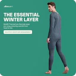 boldfit Thermal Wear For Men Set Top & Bottom Natural Insulation Thermal Wear For Men Thermal Winter Clothes For Men Set Thermals Innerwear For Men Cotton-viscose Body Warmer For Men Set & Top Thermal image 5