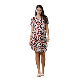 momtobe Women's Rayon Maternity Dress/Pregnancy Dress/Easy Breastfeeding Dress/Western Dress with Zippers for Nursing Pre and Post Pregnancy (Multi) image 1