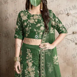 Shree Shree traders Fashion Unisex Wedding Special Washable Light Weight Satin Cotton Cloth Face Mask (Maroon-Golden-Black-Gray-Green) image 2