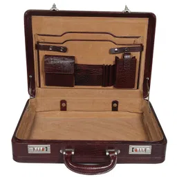 richsign leather accessories 18 Inch Croco Expandable Men's Leather Briefcases Office Bag image 5