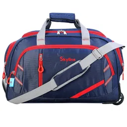 skyline Unisex (Expandable) Polyester 70 L Luggage Travel Duffle Bag with 2 Wheels-Navy Blue image 2