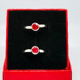 silzee Pure Silver 925 Toe Rings for Women, Set of 2, with Pink Gemstones image 3