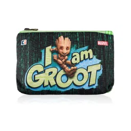 kuber industries Pack of 2 Pencil Pouch | School Geometry Pouch | Square Stationary Pouch | Pen-Pencil Box for Kids | Pencil Utility Bag | Zipper Pencil Organizer | Marvel I am Groot | Green image 2