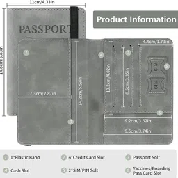 arj Passport Holder Cover Travel Wallet Organiser, Passport Case with PU Leather Travel Document Holder for Men & Women Travel Accessories (Grey) image 4