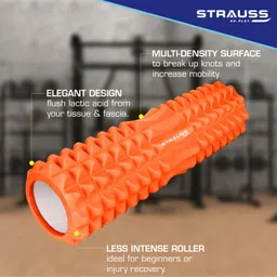 Strauss Grid Foam Roller | Eco-Friendly Spikes Foam Roller | Premium Eva Foam | Light Weight & Travel-Friendly Foam Roller for Relieve Muscle Tightness, Soreness & Inflammation,33 CM (Orange) image 4