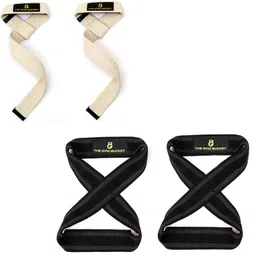 The Gym Bucket Lifting Straps, Deadlift strap, weight lifting straps, Gym straps for weight lifting, Strap with Foam Padding, Better Grip and Easy Lifting (White Lifting Straps + Deadlift strap) image 1