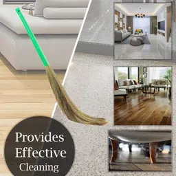 Zureni BR-06 Sphere Broom Phool Jhadu Natural Mizoram Grass with 20 inch Heavy Duty Plastic Handle for Home & Office Easy Floor Cleaning image 3