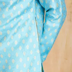 amazon brand - symbol Men's Polyester Brocade Regular Festive Long Kurta & Pyjama Set (2pcs) image 5