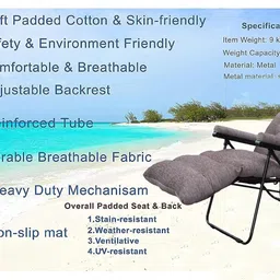 Spacecrafts Recliner Folding Easy Chair | 5 Adjustable Postions | Cushioning | Portable & Space Saving Easy Chair For Home Relax Old Age | Grey - Mild Steel Tubular image 4