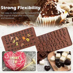 MACKLON Silicone Letter Chocolate Molds, Mini Candy Bar Molds, Break Apart Chocolate,Heart Molds(Pack of 4) Assorted Design image 3