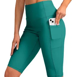 santiny Women's High Waisted Swim Shorts with Pockets UPF50+ Long Board Swimming Shorts for Women with Liner, Lake green, M image 1