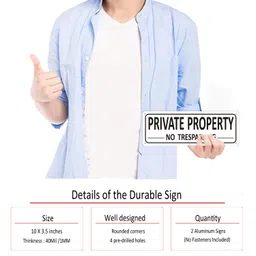 bagstar Private Property Sign (2 Pack), Aluminum No Trespassing Sign for House, 10" x 3.5" Metal No Trespassing Signs Private Property Signs Outdoor for Yard image 4