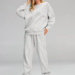 q - rious Women Oversize Sweatshirt & Joggers Track Suit Co-ord Set, Black,Brown,Grey,(S-XL) image 2