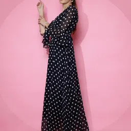 sheetal associates Women's Casual Flared Sleeve Georgette Polka Print Fit and Flare Dress image 5