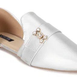 allen solly Women's Women Silver-Toned Solid Ballerinas image 5