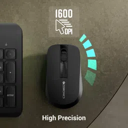 ZEBRONICS Companion 203, 2.4GHz Wireless Keyboard & Mouse Combo, Copilot AI Key, 12 Multimedia Keys, 1600 DPI Mouse, Silent Operation, High Precision Sensor, for Windows & Mac (Black) image 5