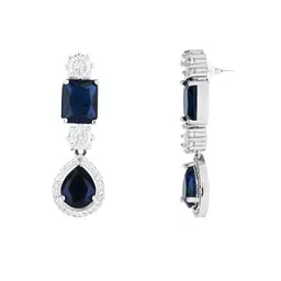i jewels Silver Plated Cubic Zirconia American Diamond Valentines Special Necklace & Drop Earrings Jewellery Set for Women image 4