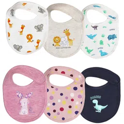 Real Baby Pure Cotton Bibs Multicolored (0-2 Years, Pack of 6) image 1