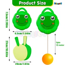 Kidology Round Hook Hanging Table Tennis Trainer Portable Set – Includes 2 Rackets, 3 Practice Balls & Adjustable Height for Self-Training Ping Pong Indoor Games for Kids (Green) image 2