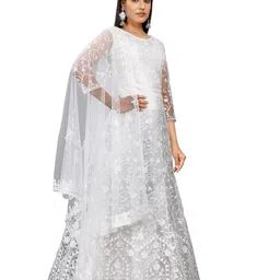 julee Women's Net Embroidered Semi-Stitched Gown Jinnat-New1 image 3