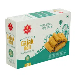 SAHU GAJAK BHANDAR Gazak Roll 350g | Til Gachak | Gajjak Chikki | Tilkut | Healthy Snack Gift Boxes | Pack of 1 Box 350 Gm image 1