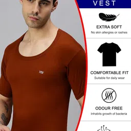 lux cozi Men's Pack of 5 Multicolor Half Sleeves Cotton Vest image 4