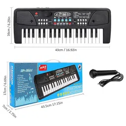 Bestie Toys 37 Keys, 8 Rhythms, 8 Tones with 6 in-Built Demos & Song Record Feature | Black Color, Dual Power Supply Source Portable Musical Piano Keyboard with Microphone image 4