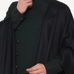 pashtush Mens Fine Wool Shawl, Paisley Design, Black image 4