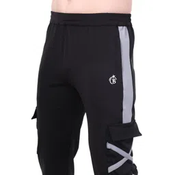 blue star shark Men's Premium Lycra Stretchable Cargo Joggers | Cargo Track Pant for Men | Sports Track Pant for Men | Joggers for Men | Men Stylish Track Pant image 3