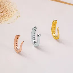 rubans Set of 3 AD Studded Nose Pins – 18K Rose Gold, 18K Gold, and Silver Plated Designs image 4