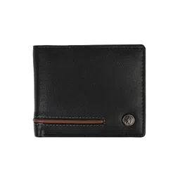 red tape Bi-Fold Leather Wallet | RFID Secured | Metal Logo Embossed | 4 Card Slots | 2 Currency Compartment image 1