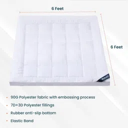 Kuber Industries Mattress Topper/Padding|Mattress for Comfortable Sleep 6 x 6 Feet|WHITE image 2