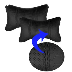AutokraftZ Black Universal Neck Rest Pillow Faux Leather Material in Football Design for Maruti Suzuki Dzire, Maruti Suzuki Eeco, Tata Punch, Maruti Suzuki Brezza, Hyundai Creta, Tata Nexon, Maruti Suzuki Swift and Others Car image 5