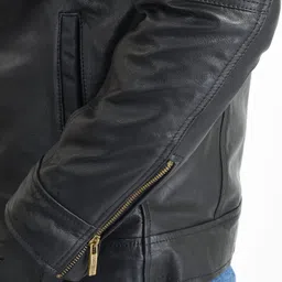 body guard Men's Black Genuine Leather Jacket (M) image 2