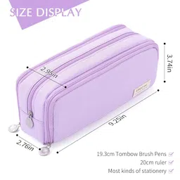 SGMVK Pencil Case Large Pencil Cases for Girls Boys Big Capacity Pencil Pouch with 3 Compartments School Stationary Kids College Students Office Aesthetic Pencil Pouch Teenage Adults (Purple) image 2