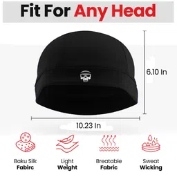 skullfit Helmet Skull Caps for Men Bike Head Caps Hair Inner Helmet Liner for Bikers Sweat Wiking Cooling Skull Cap for Cycling, Summer Helmet Cap for Men image 4