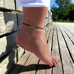 lbv la belle vie LBV 925 Sterling Silver charm in black thread Anklet for Women/Girls Free Size Adjustable Comfortable image 4
