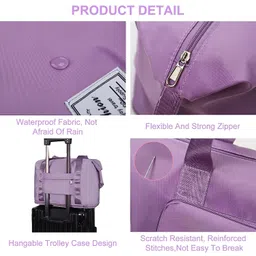 auvella Purple Duffel Bag, Waterproof Travel Gym Tote, Weekender Carry On Overnight Bag, 41*26*22CM, 35L image 2