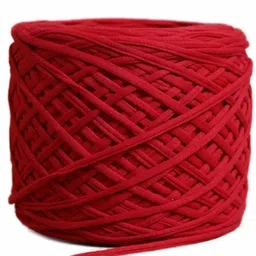 Cotton Whi Hosiery Cotton Lycra T Shirt Yarn, Needle Knitting Hand Knitting Art Craft Soft Yarn for Crocheting Handbag,Basket, Hat & Many More -50 Meter, 450 Gram (12x12x12) Cm (Dark Red) image 1