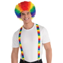 Amscan 397282 Striped Adjustable Accessory Suspenders, Rainbow image 1